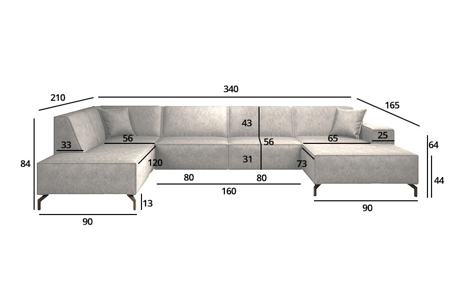 ARTE U - Canapé d'angle gauche en U beige